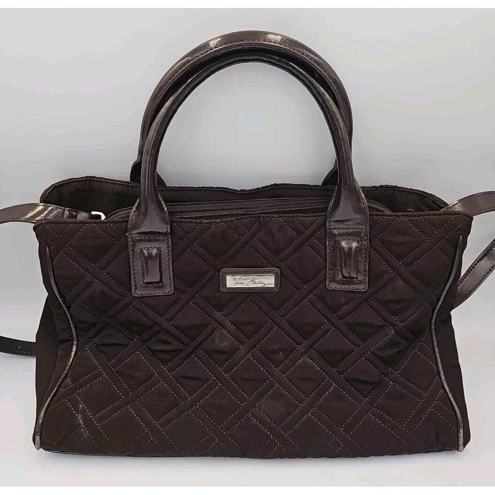 Vera Bradley Handbag Espresso Solid Brown Quilted Shoulder Removable‎ Strap